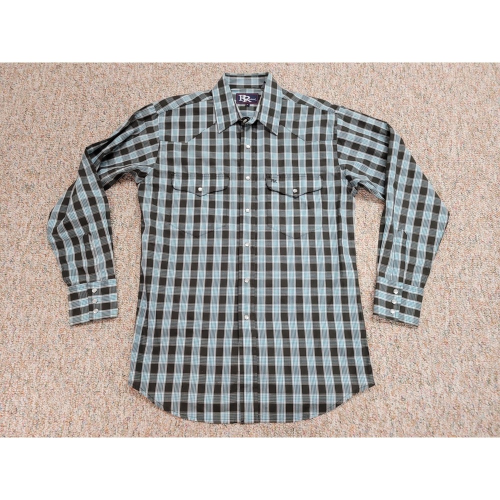 Resistol Shirt Mens Medium Multi Plaid Pearl Snap Western Rodeo Ranch Outdoors